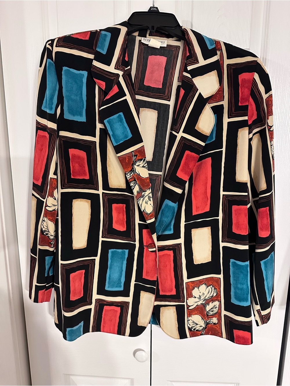 Vintage Robbie Sport classics Multicolored Geometric Print Blazer Size 16